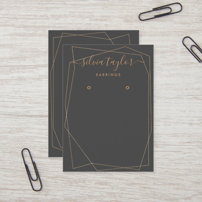 De Visite Carte d'affichage Calligraphie Gold Frame (Devant/Arrière en situation)