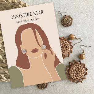 De Visite Carte d'affichage Chic Boho Female Silhouette orei