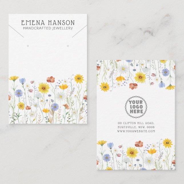 De Visite Carte d'affichage du collier Fleur sauvage rustiqu (Devant / Derrière)