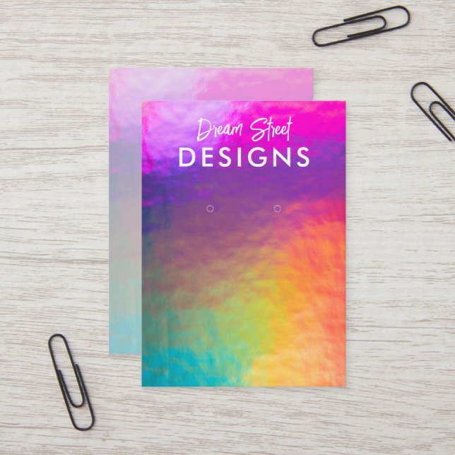 De Visite Carte d'affichage Rainbow Faux Holo (Devant/Arrière en situation)