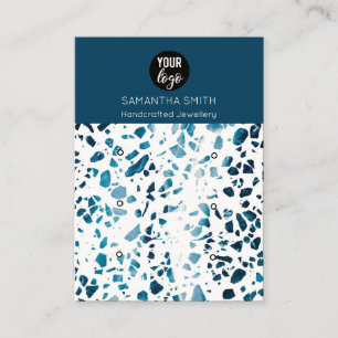 De Visite Carte d'affichage Terrazzo Mosaic Blue 3 Étui