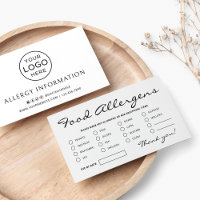 Carte d'allergènes alimentaires minimalistes
