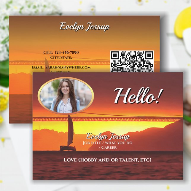 De Visite Carte d'appel Code QR San Francisco Sunset 1124 (Créateur téléchargé)