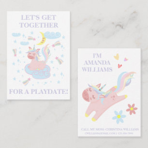 De Visite Carte d'appel Sweet Rose Unicorn Playdate maman