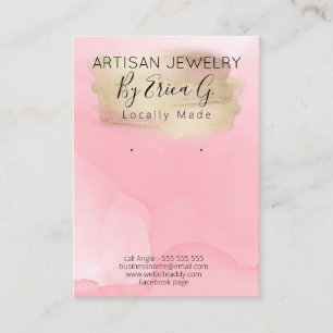 De Visite Carte D'Élevage Gold Sur Aquarelle Rose