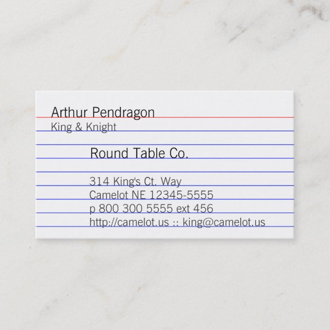 De Visite Carte d'index (Devant)