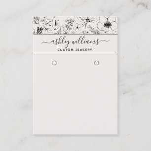 De Visite Carte d'oreille botanique moderne Blush & Black