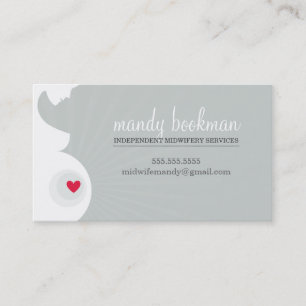 De Visite CARTE DOULA MIDWIFE grise du coeur du ventre encei