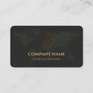 De Visite Carte du monde noir et or professionnel