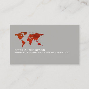 De Visite carte du monde rougeâtre commerce international gr