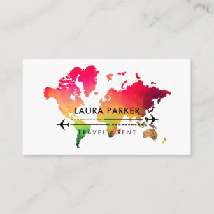 De Visite Carte du monde Voyage Agent Vacances Rose Rouge