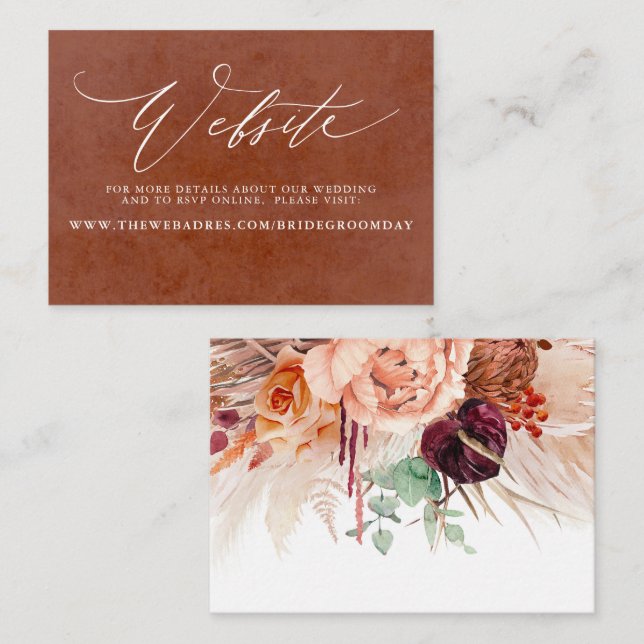 De Visite Carte du site Mariage du désert floral tropical (Devant / Derrière)