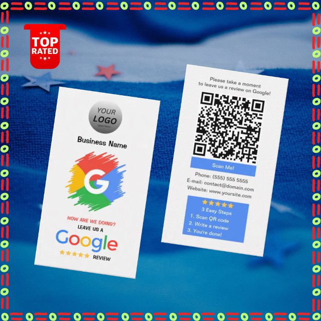 De Visite Carte Google Review unique avec logo et code QR (Créateur téléchargé)