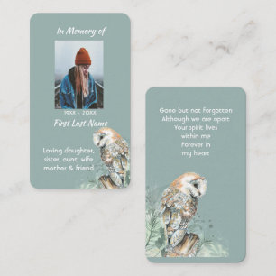 De Visite Carte mémoire mémorial aquarelle Barne Chouette Oi