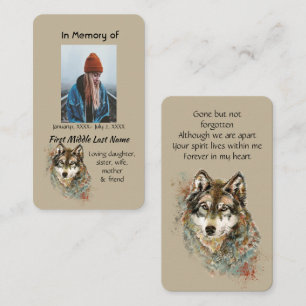 De Visite Carte mémoire Memorial Aquarelle Wolf Animaux