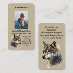 De Visite Carte mémoire mémorielle Loup Animaux aquarelle