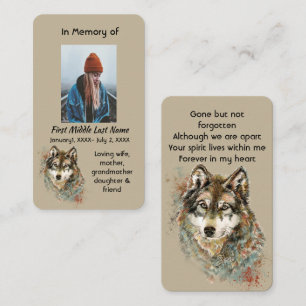 De Visite Carte mémoire mémorielle Loup Animaux aquarelle