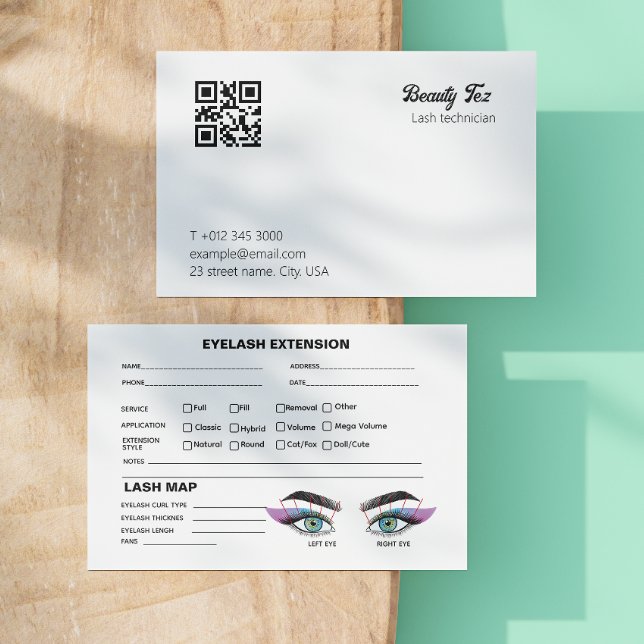 De Visite Carte Minimale D'Extension Client Lash Noir Et Bla (Minimal Black And White Lash Client Extension Map Business Card)