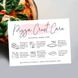 De Visite Carte Pizza Crust Care Instructions Pink Aquarelle