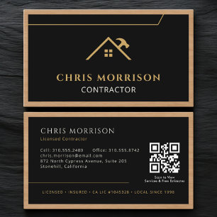 De Visite Carte professionnelle en bois noir avec QR Code