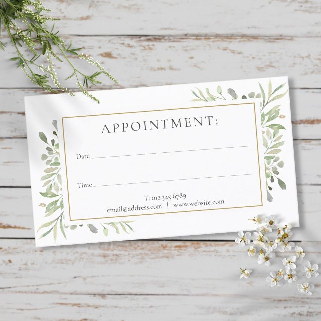 De Visite Carte Rendez-vous Verdure Aquarelle (Watercolor Greenery Appointment Card)