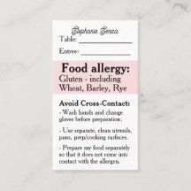 Carte restaurant d'allergie au gluten, Celiac salu