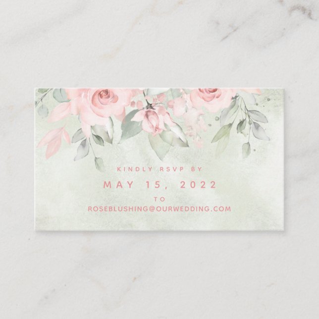 De Visite Carte RSVP en ligne Mariage Rose Blusing (Devant)