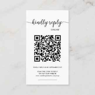 De Visite Carte RSVP QR Code en ligne photo élégante moderne