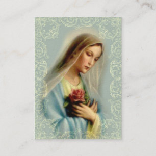 De Visite Carte sainte   notre Madame avec le blanc du rose