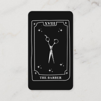 De Visite Carte Tarot Mystique noir blanc ciseaux Barber