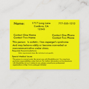 De Visite Carte vigilante autiste V2