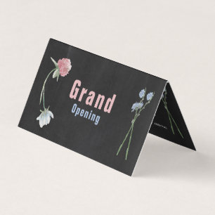De Visite Carte Wild Floral Chalkboard Grand ouverture