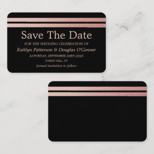De Visite Chic Rose Gold Foil Stripes Enregistrer La Carte D