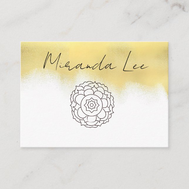 De Visite Conception Mandala Lotus Fleur Carte Or (Devant)