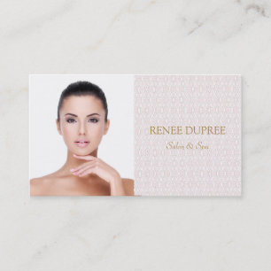 De Visite Elégant Salon et Spa Carte photo en treillis rose
