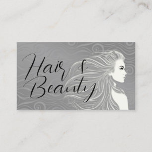 De Visite Elégante Gris Courbes Cheveux & Beauté Salon Carte