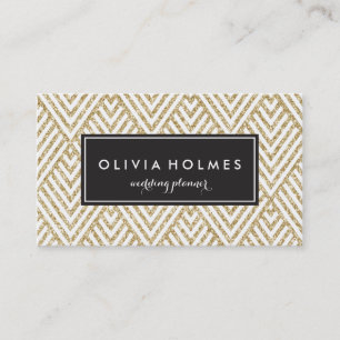 De Visite Faux Gold Parties scintillant Chevron Motif Carte 