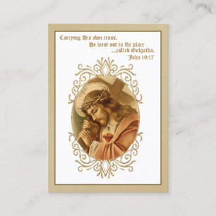 De Visite Jésus portant la prière croisée Carte religieuse