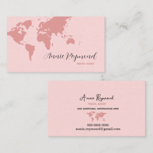 De Visite La carte du monde surdimensionnée sur le rose pâle