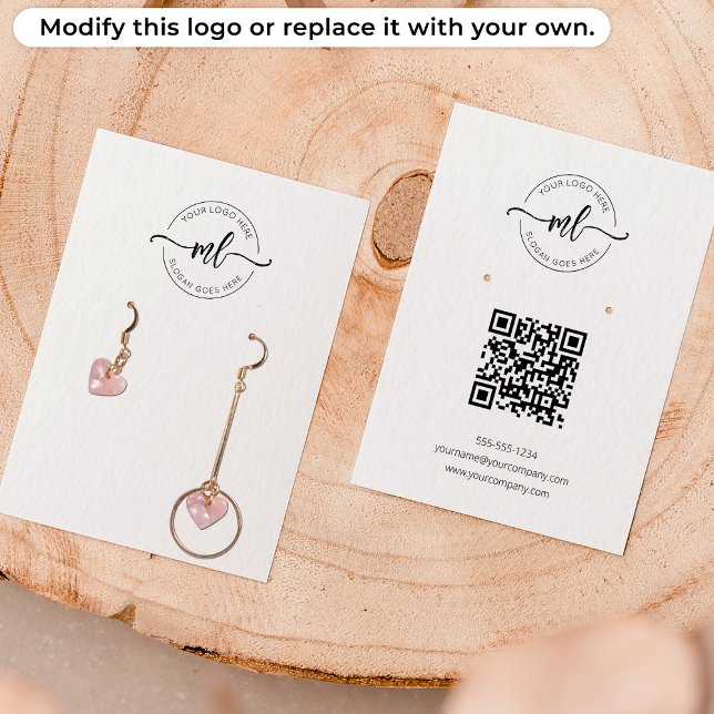 De Visite Logo Monogramme Qr Code Boucles d'oreilles Carte d (Créateur téléchargé)