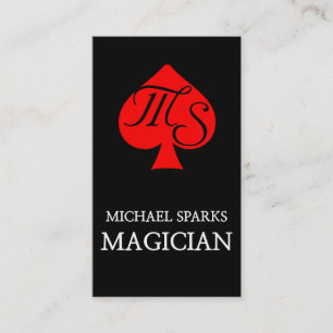 De Visite Magicien Carte Poker Pique Rouge
