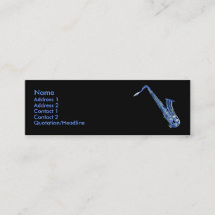 De Visite Mini Carte profil bleu saxophone