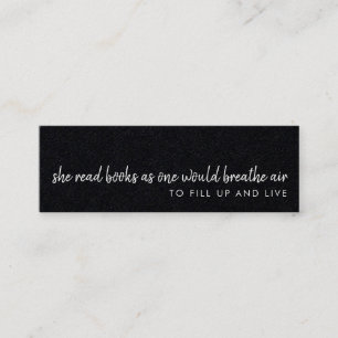 De Visite Mini Elle Lit Des Livres   Carte Signet moderne Black M