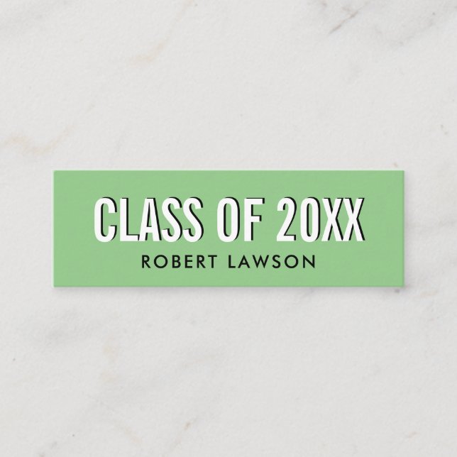 De Visite Mini Grass Green Chic Class Graduation Nom Carte (Devant)