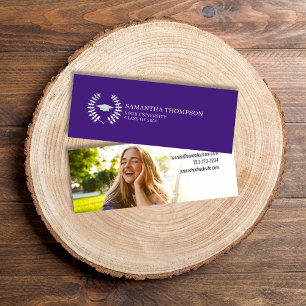 De Visite Mini Nom du diplômé Carte Photo Elegant Classique Viole
