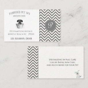 De Visite Momogramme Animal Groomer Chien Dans Tin Tub Carte