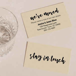 De Visite "Nous avons bougé" Typographie simple Gras, Carte 