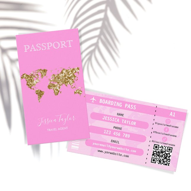 De Visite Passe Pink Parties scintillant Passport Carte du m (Créateur téléchargé)
