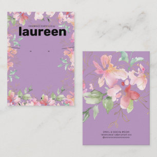 De Visite Porte-bijoux en carte à fleurs rose pâle