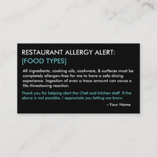 De Visite Restaurant d'allergie personnalisé et carte ICE - 